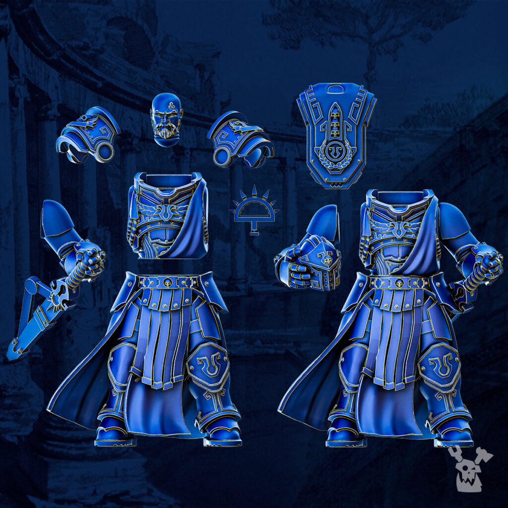 Ultra Knights Scipion Tribun Captain, proxy miniature, character, 28mm heroic scale unpainted resin, view 4
