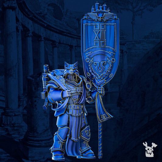Ultra Knights Vexillum Bannerman, proxy miniature, character, 28mm heroic scale unpainted resin
