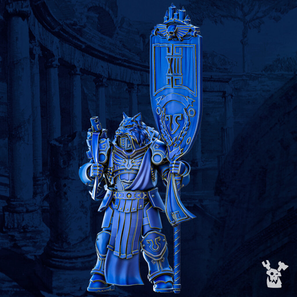 Ultra Knights Vexillum Bannerman, proxy miniature, character, 28mm heroic scale unpainted resin, view 2