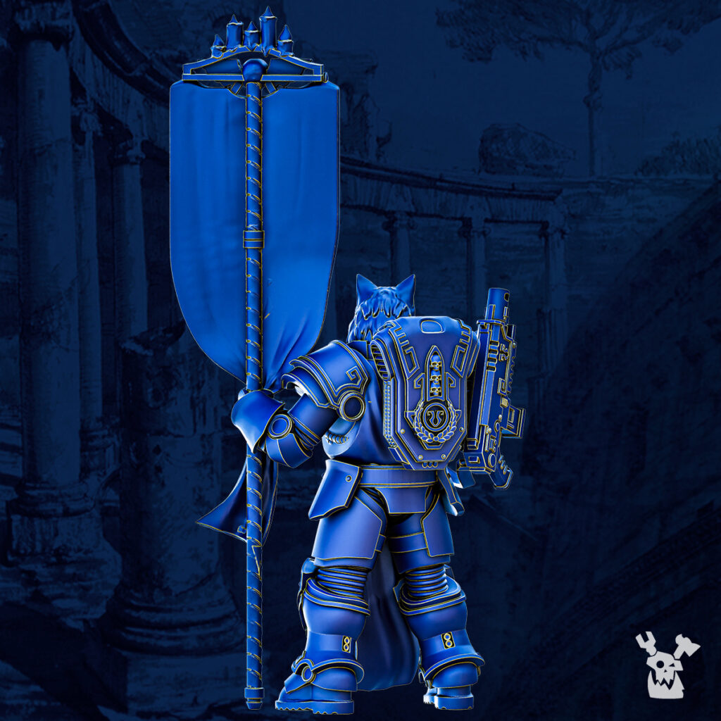 Ultra Knights Vexillum Bannerman, proxy miniature, character, 28mm heroic scale unpainted resin, view 3