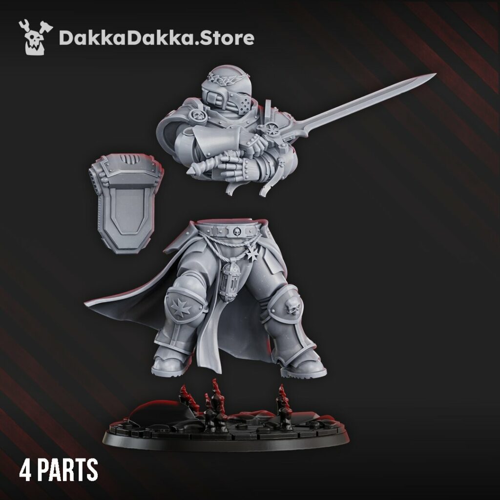 Space Knights Imperial Battle Brother, proxy miniature, 28mm heroic scale unpainted resin, view 3