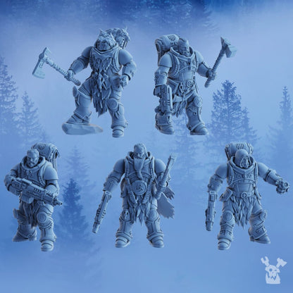 Wolf Knights Assembly Kit, proxy miniature, build kit, 28mm heroic scale unpainted resin