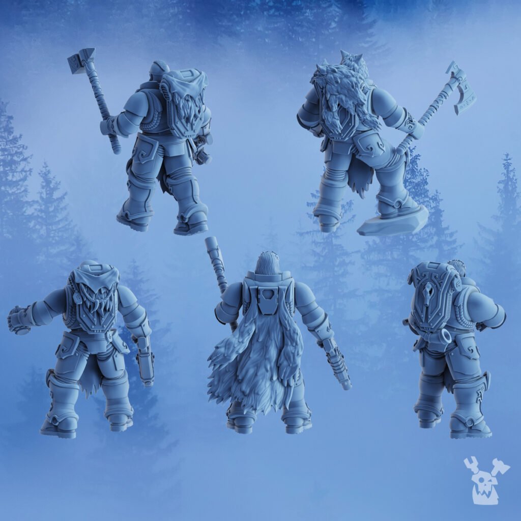 Wolf Knights Assembly Kit, proxy miniature, build kit, 28mm heroic scale unpainted resin, view 2