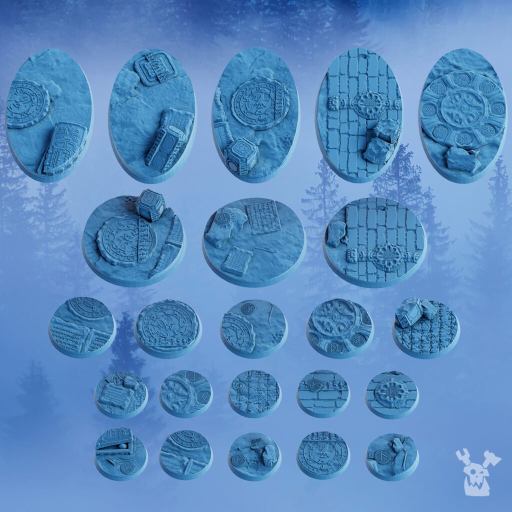 Wolf Knights Bases Set 23, resin miniature bases, bits, 28mm heroic scale unpainted resin