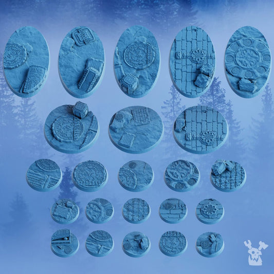 Wolf Knights Bases Set 23, resin miniature bases, bits, 28mm heroic scale unpainted resin
