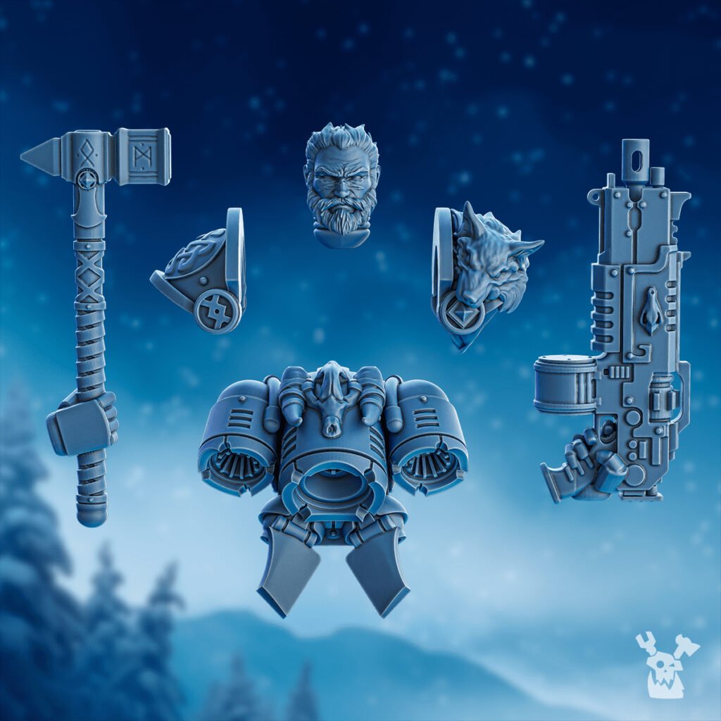 Wolf Knights Hard Bits Set, resin conversion bits, 28mm heroic scale unpainted resin