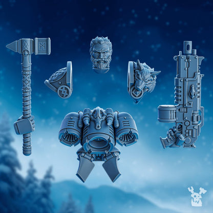 Wolf Knights Hard Bits Set, resin conversion bits, 28mm heroic scale unpainted resin