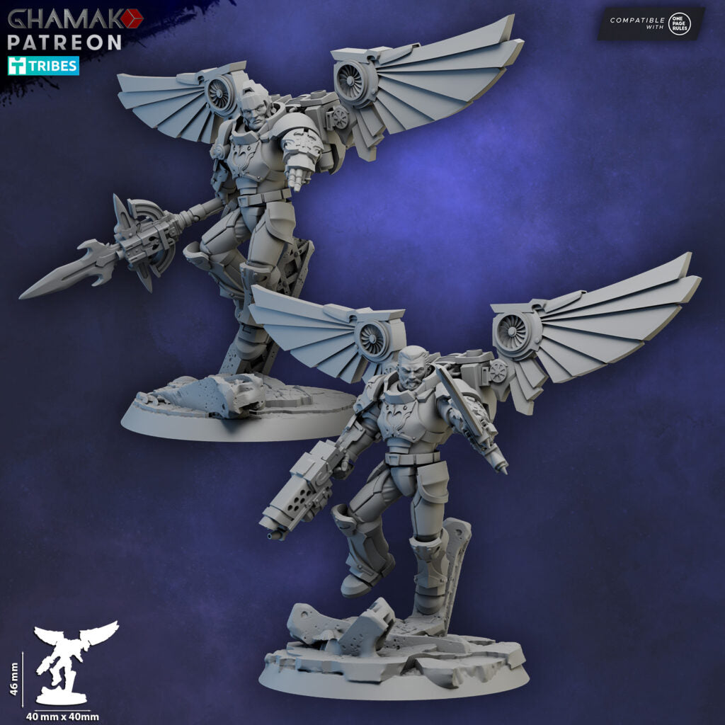 Crimson Knights Assault Captain, proxy miniature, character, 28mm heroic scale unpainted resin, view 2