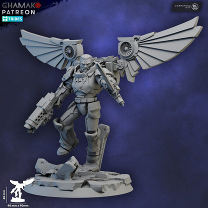 Crimson Knights Assault Captain, proxy miniature, character, 28mm heroic scale unpainted resin, view 4