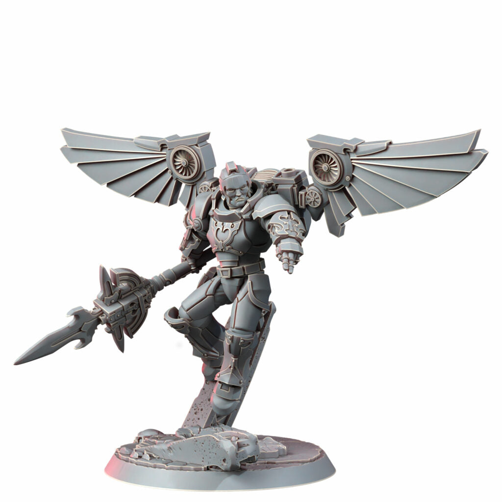 Crimson Knights Assault Captain, proxy miniature, character, 28mm heroic scale unpainted resin, view 5