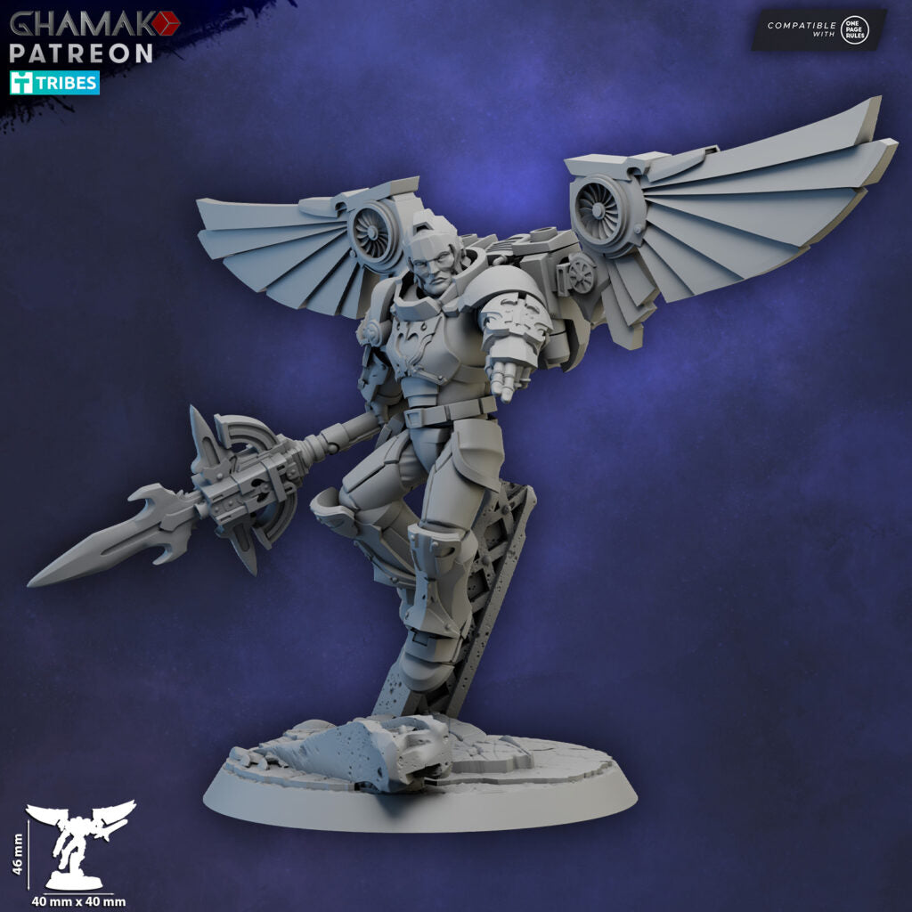 Crimson Knights Assault Captain, proxy miniature, character, 28mm heroic scale unpainted resin, view 6