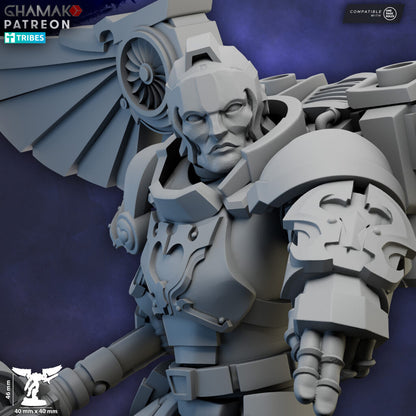 Crimson Knights Assault Captain, proxy miniature, character, 28mm heroic scale unpainted resin, view 7
