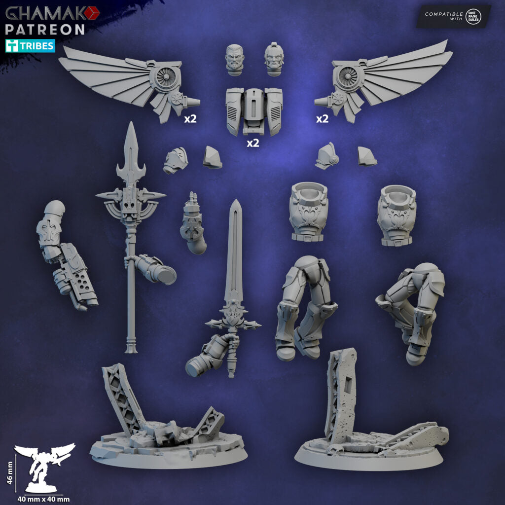 Crimson Knights Assault Captain, proxy miniature, character, 28mm heroic scale unpainted resin, view 8