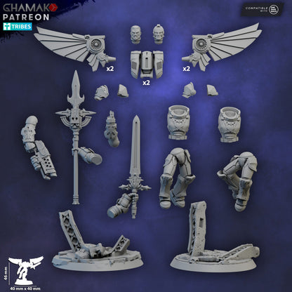 Crimson Knights Assault Captain, proxy miniature, character, 28mm heroic scale unpainted resin, view 8