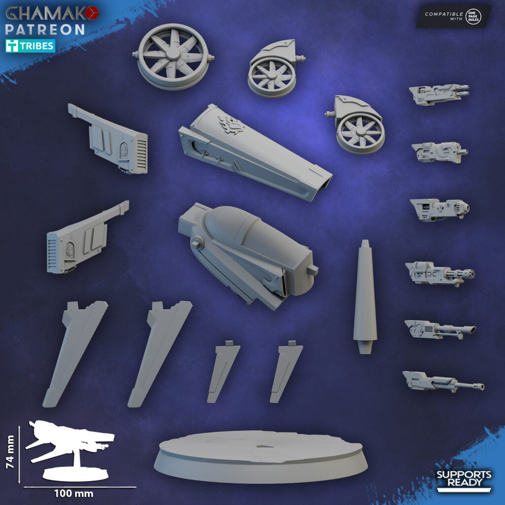 Crimson Knights Assault Speeder, proxy miniature, vehicle, 28mm heroic scale unpainted resin, view 3