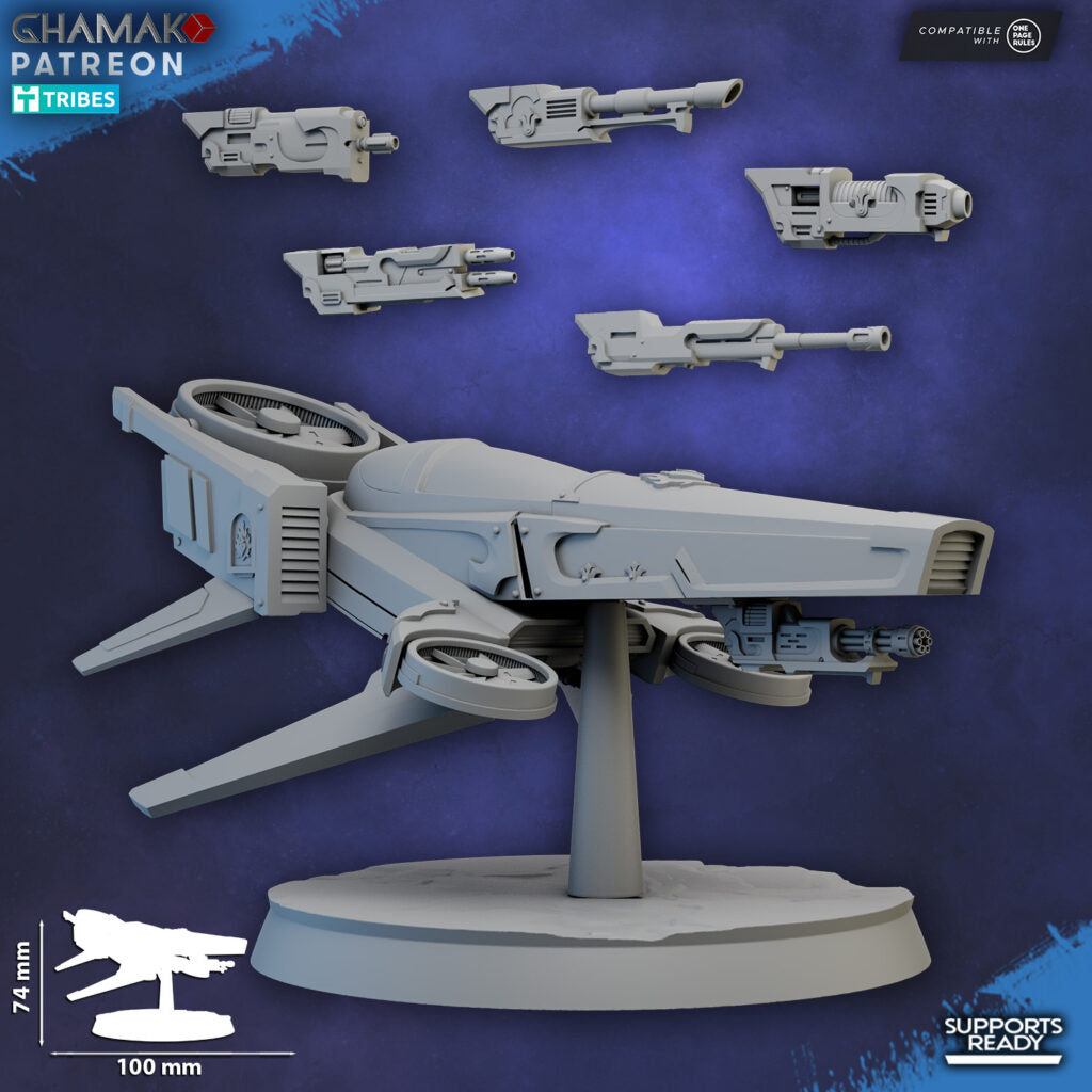 Crimson Knights Assault Speeder, proxy miniature, vehicle, 28mm heroic scale unpainted resin, view 4