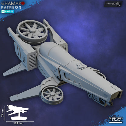 Crimson Knights Assault Speeder, proxy miniature, vehicle, 28mm heroic scale unpainted resin, view 5