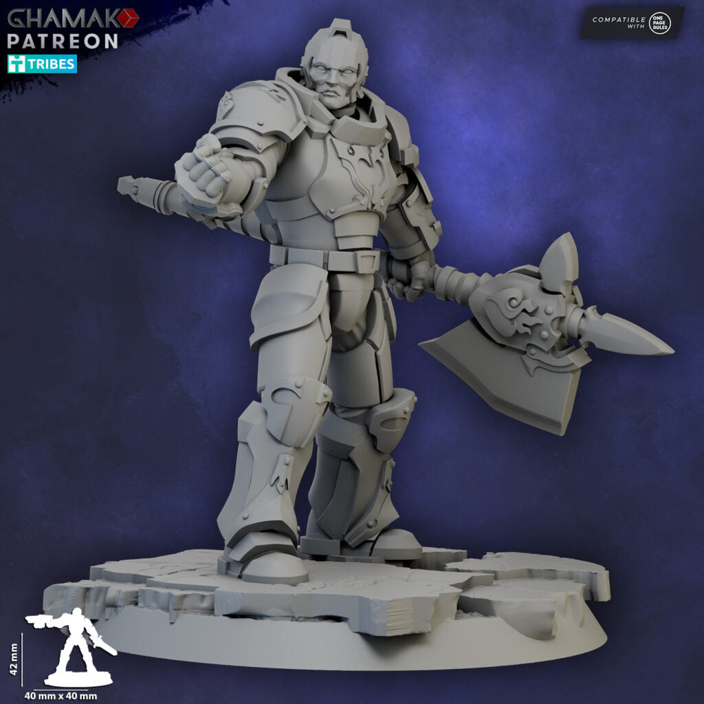 Crimson Knights Captain, proxy miniature, character, 28mm heroic scale unpainted resin, view 3