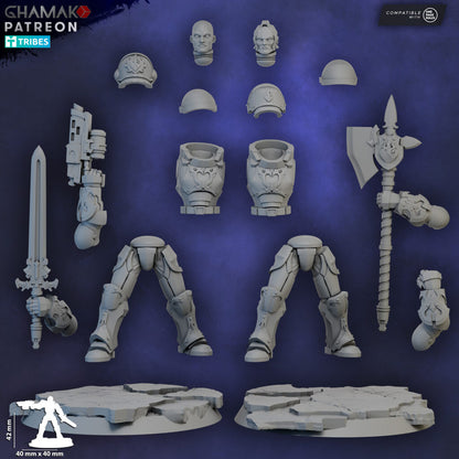 Crimson Knights Captain, proxy miniature, character, 28mm heroic scale unpainted resin, view 4
