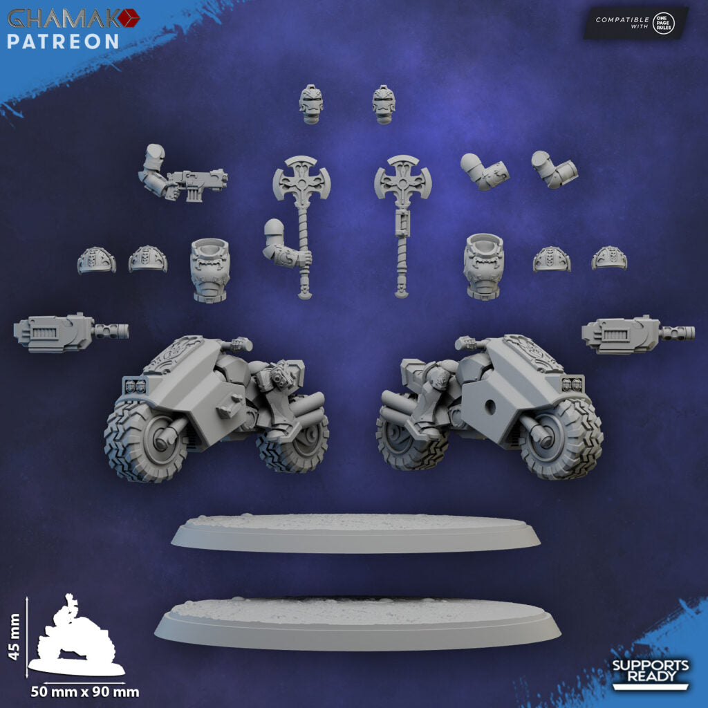 Crimson Knights Captain On Bike, proxy miniature, character, 28mm heroic scale unpainted resin, view 6