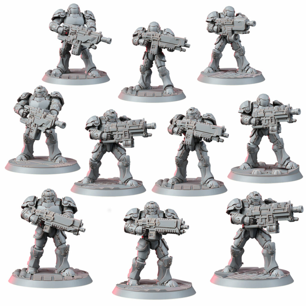 Crimson Knights Heavy Militum, proxy miniature, 28mm heroic scale unpainted resin
