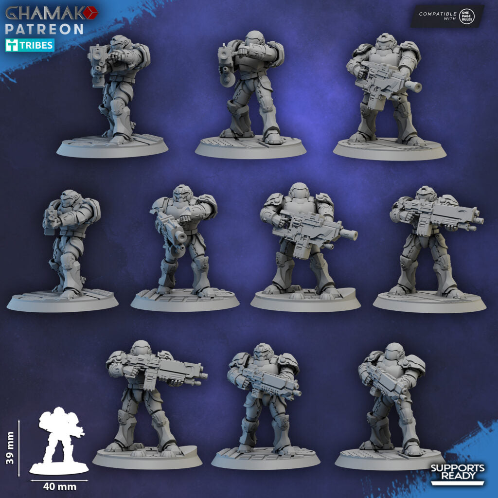 Crimson Knights Heavy Militum, proxy miniature, 28mm heroic scale unpainted resin, view 2