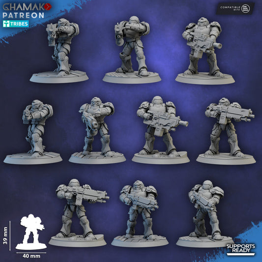 Crimson Knights Heavy Militum, proxy miniature, 28mm heroic scale unpainted resin, view 2