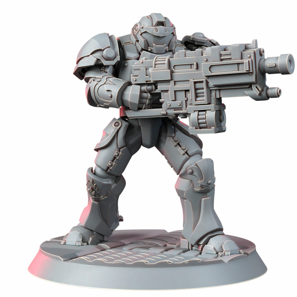 Crimson Knights Heavy Militum, proxy miniature, 28mm heroic scale unpainted resin, view 3