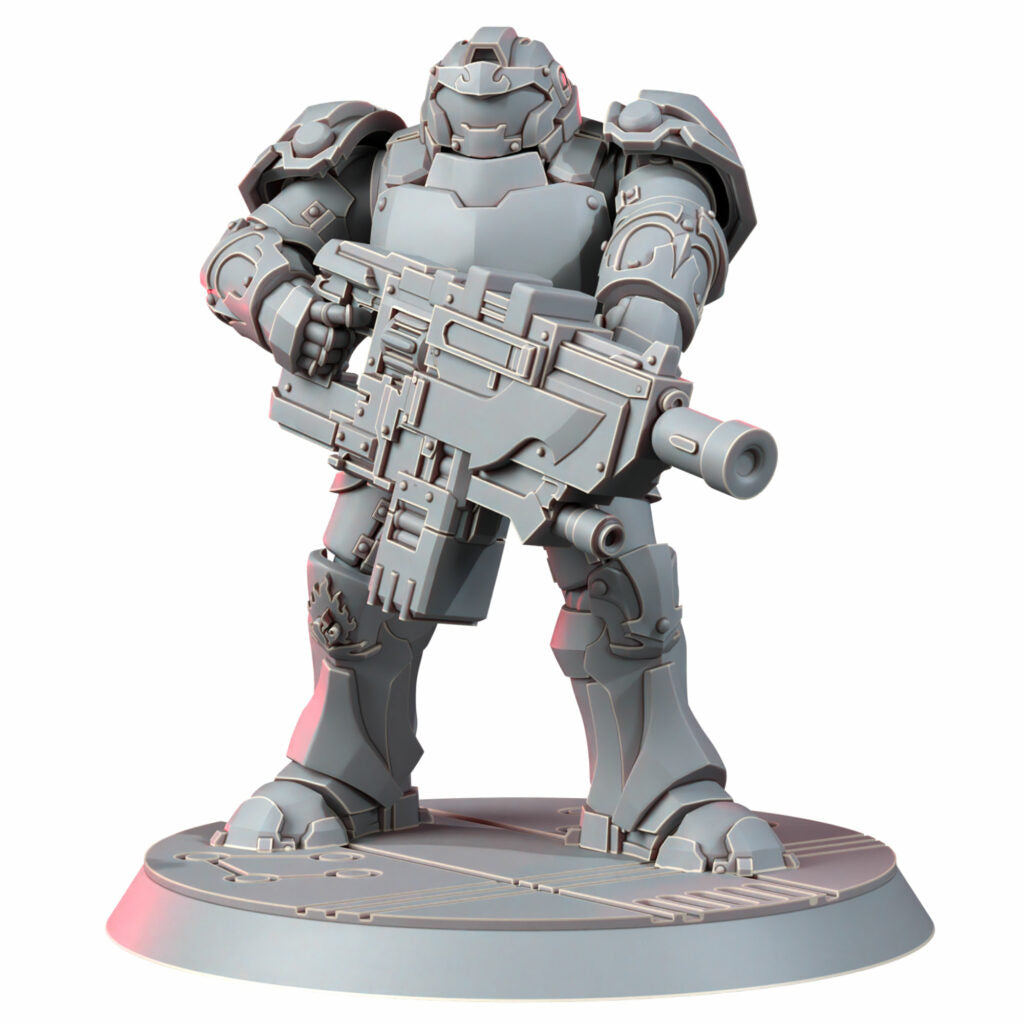 Crimson Knights Heavy Militum, proxy miniature, 28mm heroic scale unpainted resin, view 4