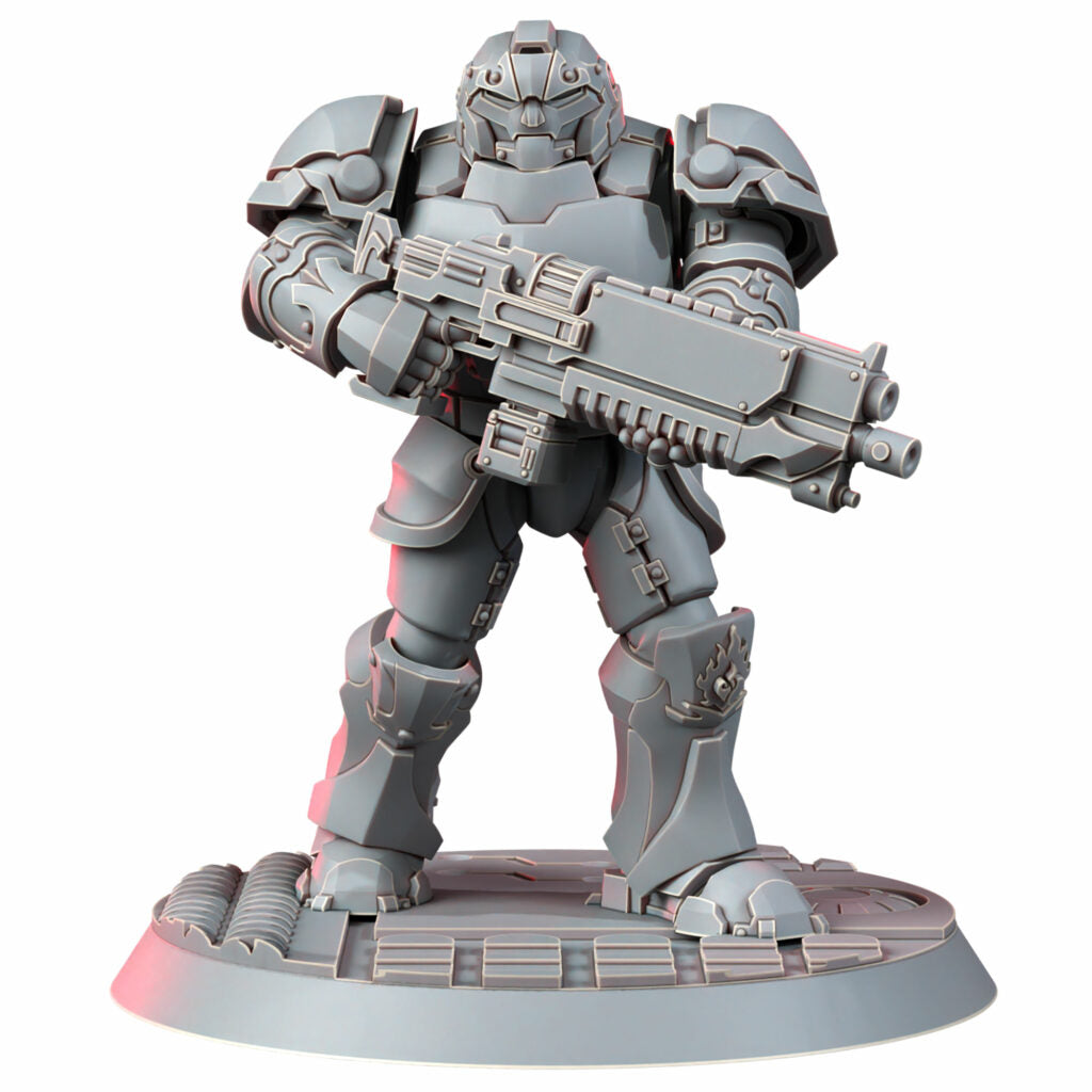 Crimson Knights Heavy Militum, proxy miniature, 28mm heroic scale unpainted resin, view 8