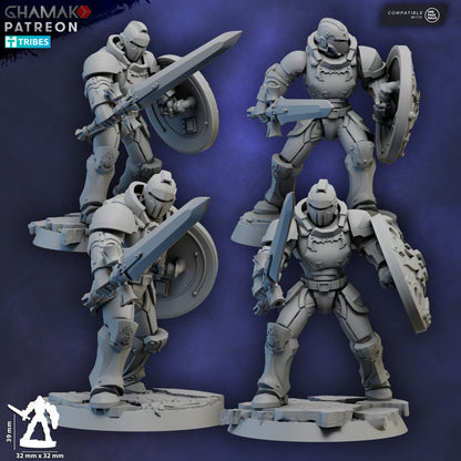 Crimson Knights Militum, proxy miniature, 28mm heroic scale unpainted resin, view 4