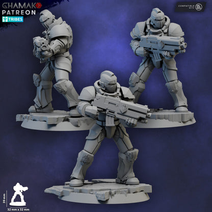 Crimson Knights Militum Rifle, proxy miniature, 28mm heroic scale unpainted resin, view 2
