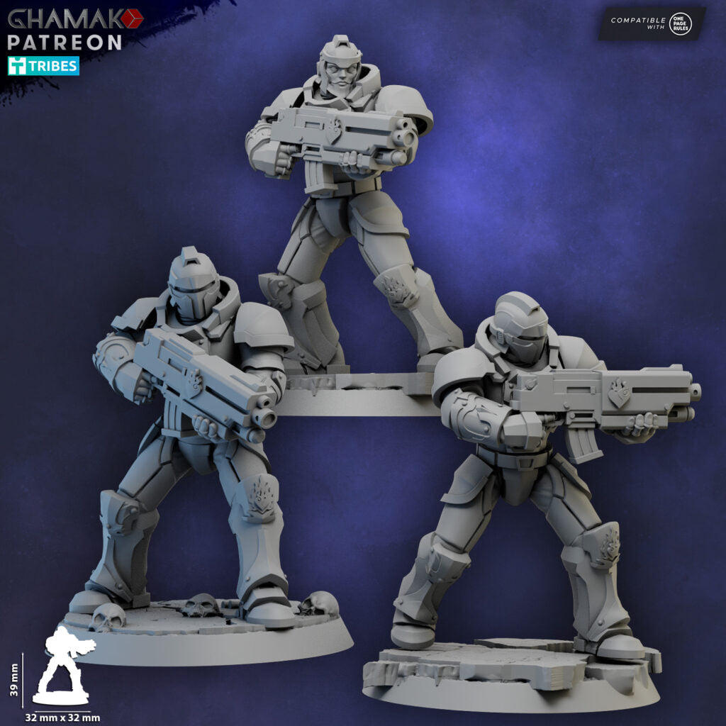 Crimson Knights Militum Rifle, proxy miniature, 28mm heroic scale unpainted resin, view 3