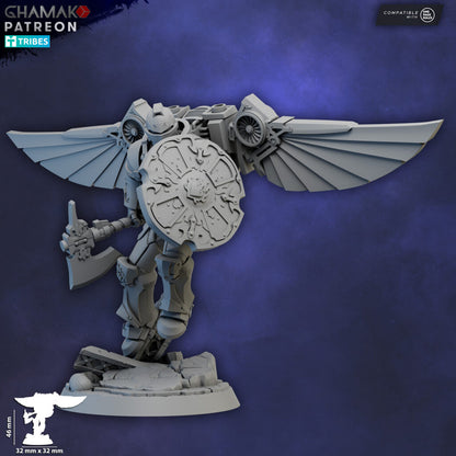 Crimson Knights Shield Assault Militum, proxy miniature, weapons, 28mm heroic scale unpainted resin, view 2