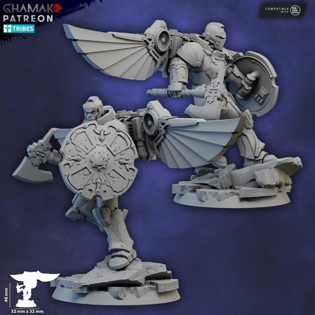 Crimson Knights Shield Assault Militum, proxy miniature, weapons, 28mm heroic scale unpainted resin, view 3