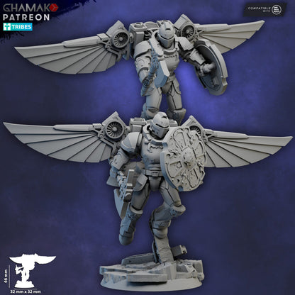 Crimson Knights Shield Assault Militum, proxy miniature, weapons, 28mm heroic scale unpainted resin, view 4