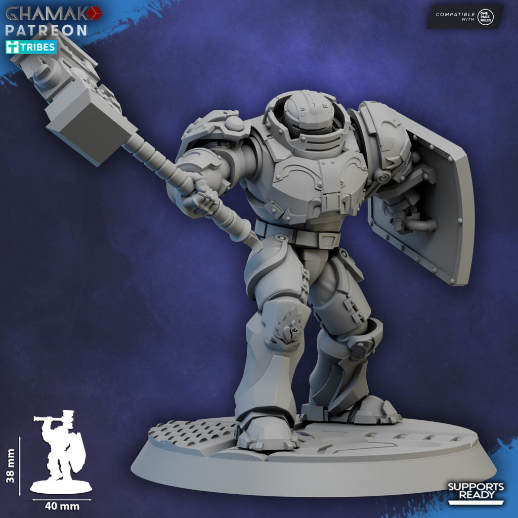 Crimson Knights Shocktroop Captain, proxy miniature, character, 28mm heroic scale unpainted resin, view 3