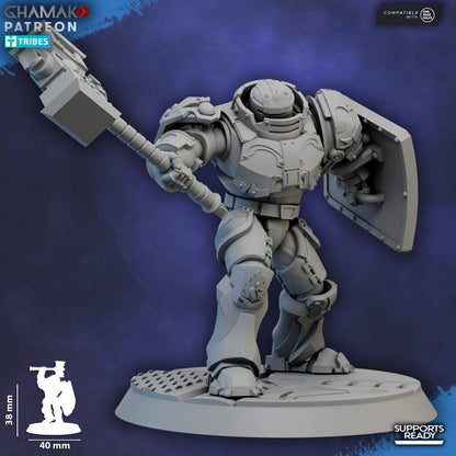 Crimson Knights Shocktroop Captain, proxy miniature, character, 28mm heroic scale unpainted resin, view 3