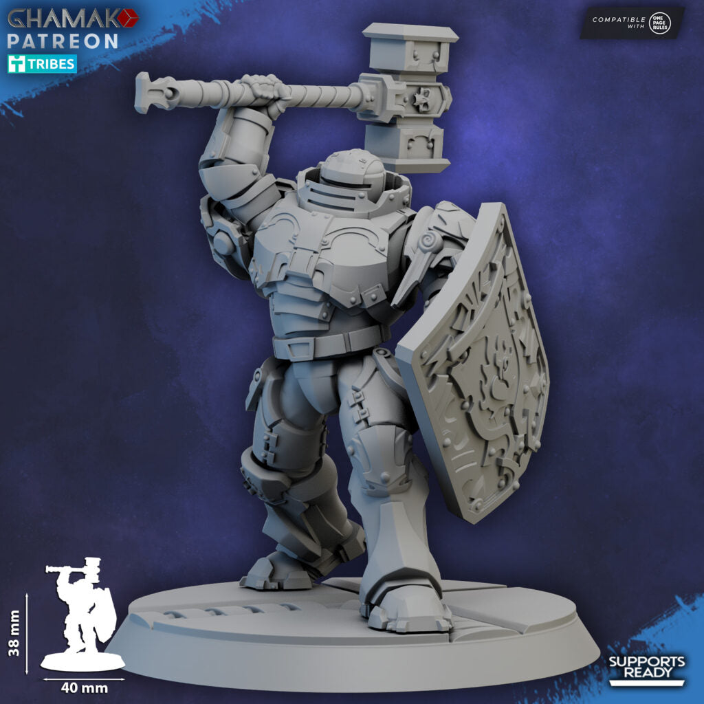 Crimson Knights Shocktroop Captain, proxy miniature, character, 28mm heroic scale unpainted resin, view 4