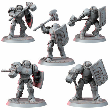 Crimson Knights Shocktroops Heavy Militum, proxy miniature, 28mm heroic scale unpainted resin