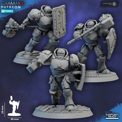 Crimson Knights Shocktroops Heavy Militum, proxy miniature, 28mm heroic scale unpainted resin, view 3