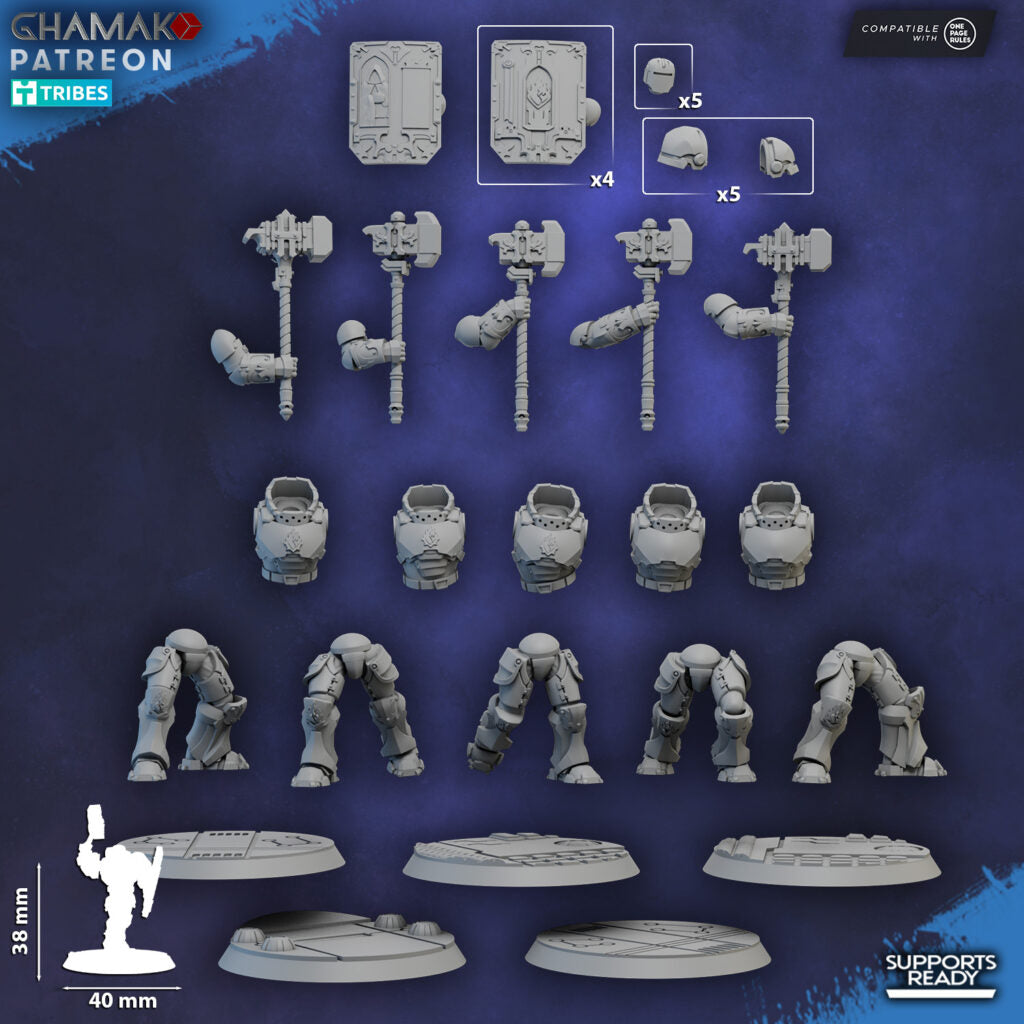 Crimson Knights Shocktroops Heavy Militum, proxy miniature, 28mm heroic scale unpainted resin, view 4