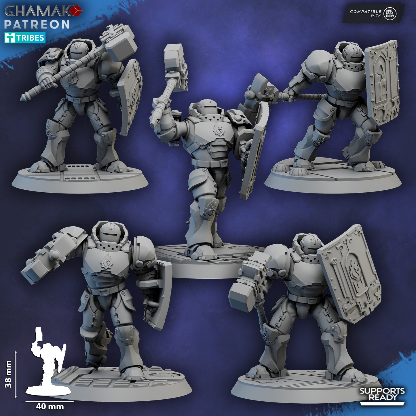 Crimson Knights Shocktroops Heavy Militum, proxy miniature, 28mm heroic scale unpainted resin, view 5