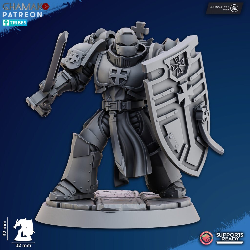 Crusader Knights Sanctified Crusaders, proxy miniature, terrain, 28mm heroic scale unpainted resin, view 6