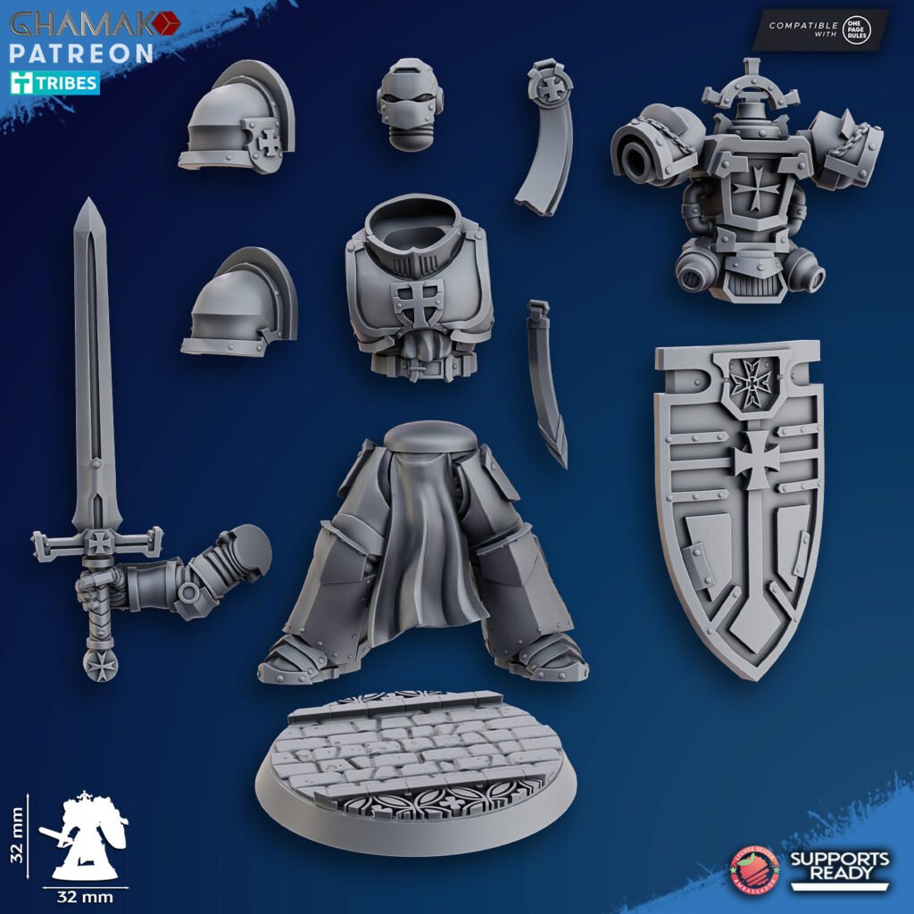 Crusader Knights Sanctified Crusaders, proxy miniature, terrain, 28mm heroic scale unpainted resin, view 9