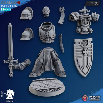 Crusader Knights Sanctified Crusaders, proxy miniature, terrain, 28mm heroic scale unpainted resin, view 9