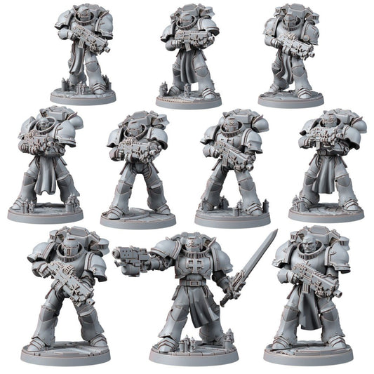 Crusader Knights Temple Militum (10 Units), proxy miniature, squad, 28mm heroic scale unpainted resin