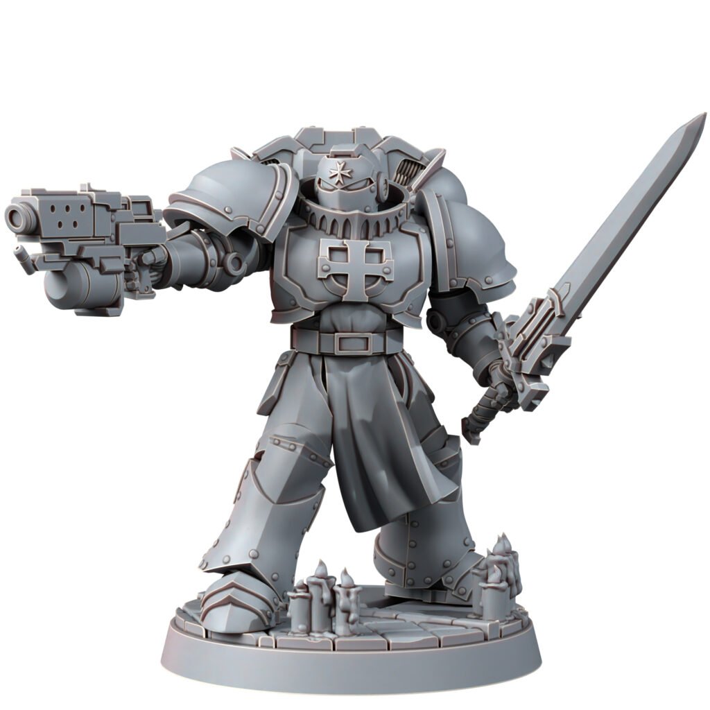 Crusader Knights Temple Militum (10 Units), proxy miniature, squad, 28mm heroic scale unpainted resin, view 3
