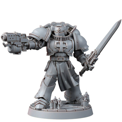 Crusader Knights Temple Militum (10 Units), proxy miniature, squad, 28mm heroic scale unpainted resin, view 3
