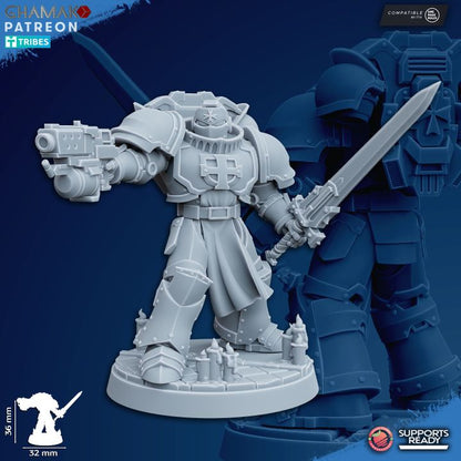 Crusader Knights Temple Militum (10 Units), proxy miniature, squad, 28mm heroic scale unpainted resin, view 4